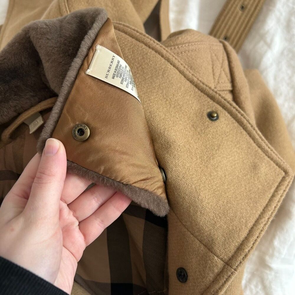 Burberry Camel Wool Coat Trench with Removable Collar and Belt - Picture 9 of 13